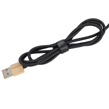 Logotrade promotional giveaway image of: 3-in-1 cable with elighted logo in a wooden casing, LH-ZMU06