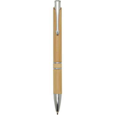 Logo trade advertising products image of: Wicker bamboo ballpoint pen