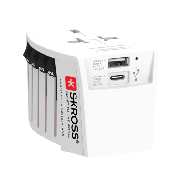 Logo trade corporate gifts picture of: SKROSS World Travel Adapter MUV 2-pole with USB A and C