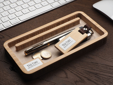 Logo trade promotional giveaways image of: Wooden desk organiser 1818292