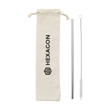 Logo trade corporate gift photo of: Reusable 1 piece ECO Straw Set stainless-steel straw