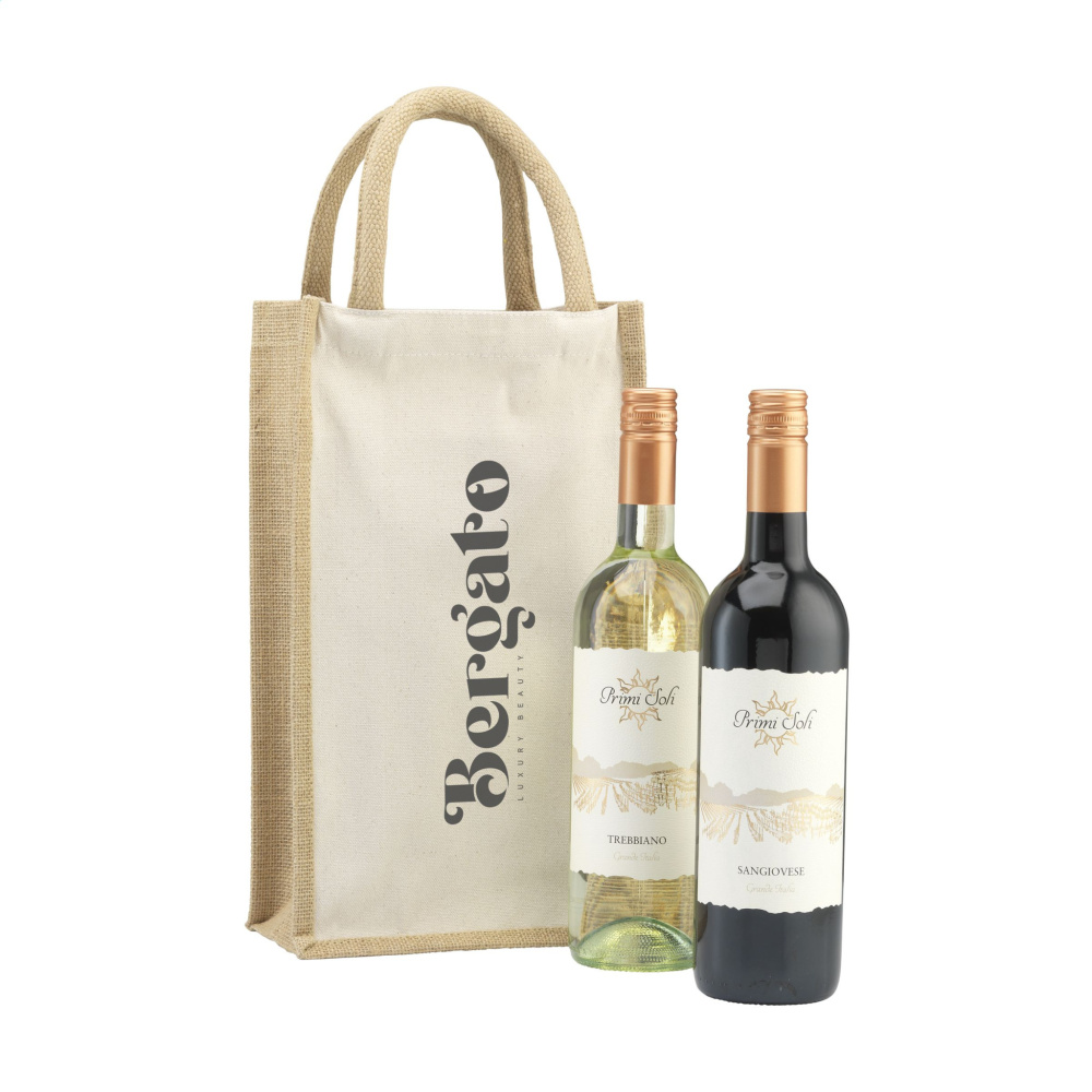 Logotrade promotional merchandise image of: Jute Canvas Double Wine Bag