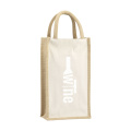 Jute Canvas Double Wine Bag, naturel