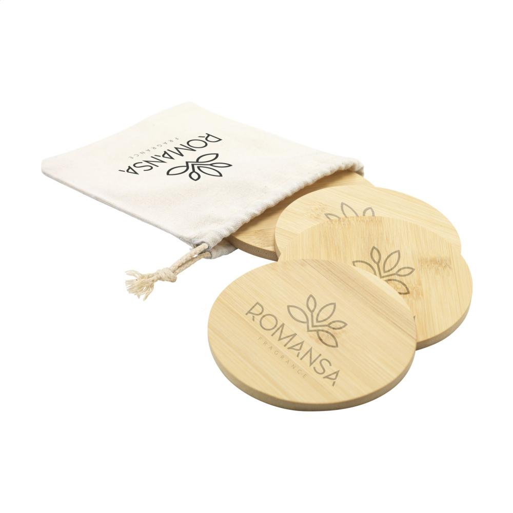 Logotrade promotional product image of: Bamboo Coaster Set