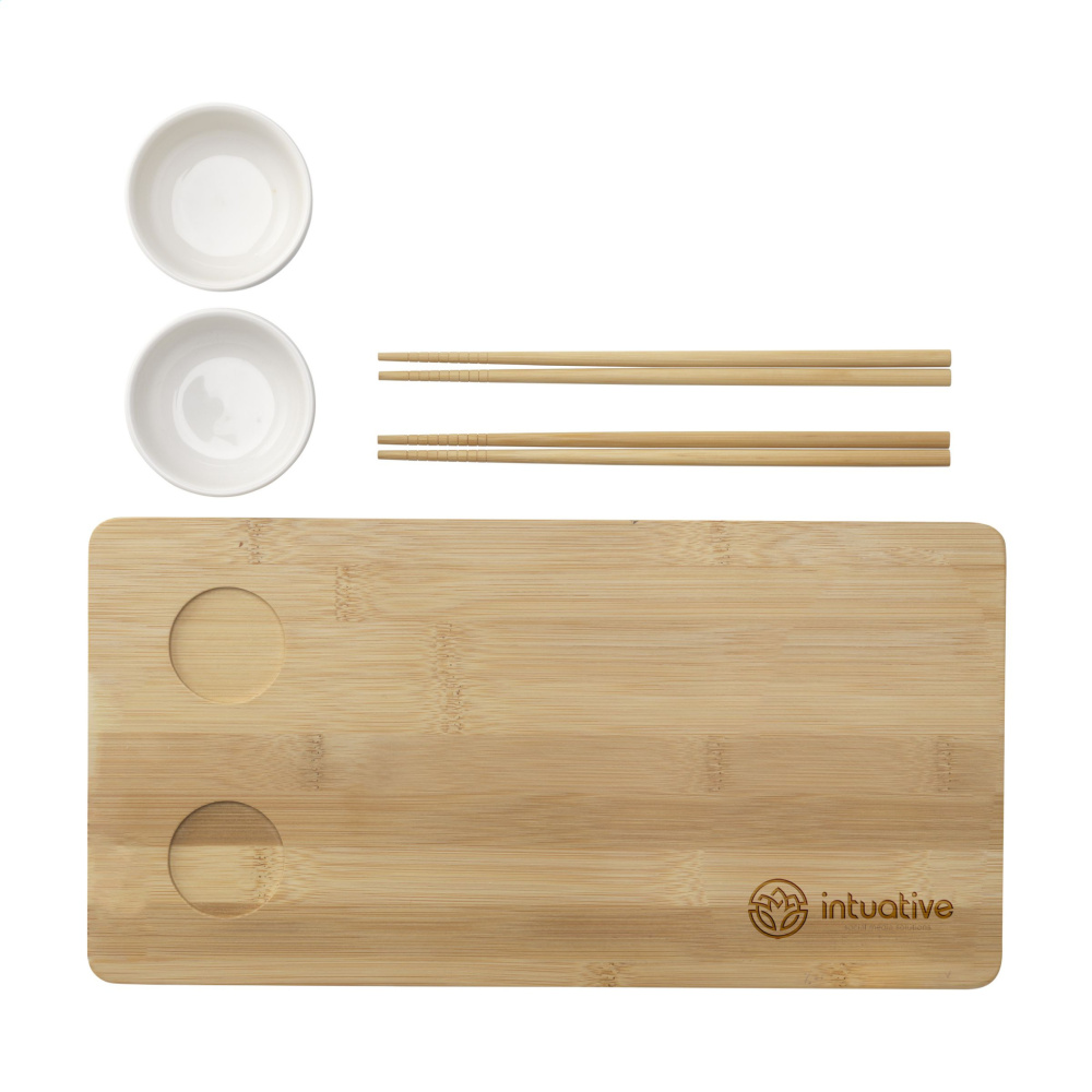 Logotrade promotional merchandise image of: Temaki Bamboo Sushi Tray gift set