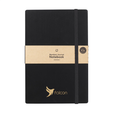 Logotrade promotional product image of: Bamboo Journal Naked Spine Paper Notebook Black A5