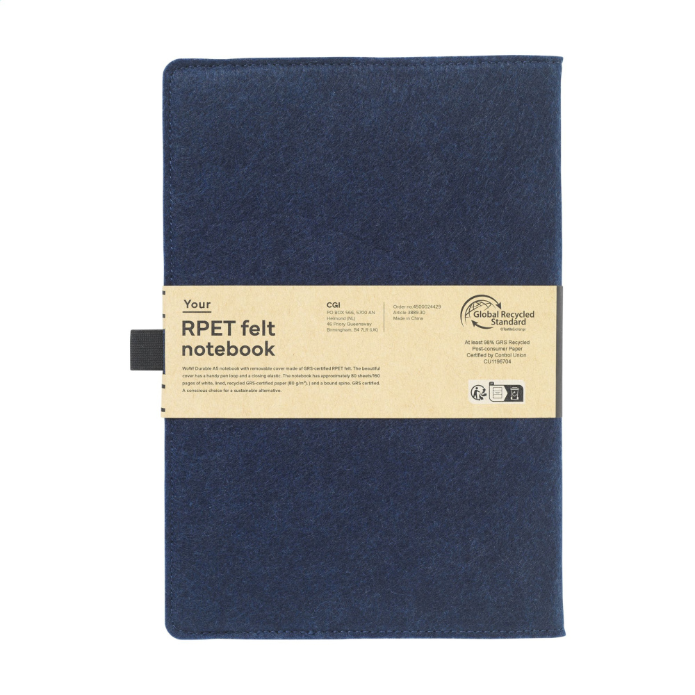 Logotrade corporate gifts photo of: Felty GRS RPET Paper Notebook A5