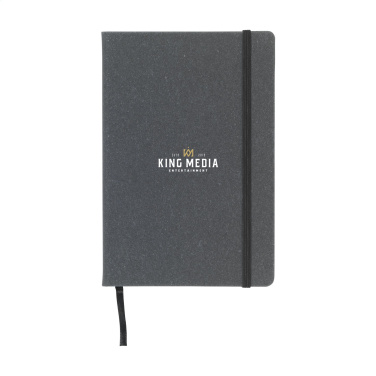 Logo trade promotional merchandise image of: Montana Recycled Leather Paper Notebook A5