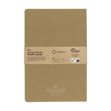 Logo trade promotional products image of: Paper Notebook GRS Washable Kraft Cover A5