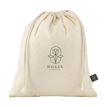 Logo trade promotional product photo of: Gift Pouch Natural GRS Recycled Cotton (150 g/m²) M