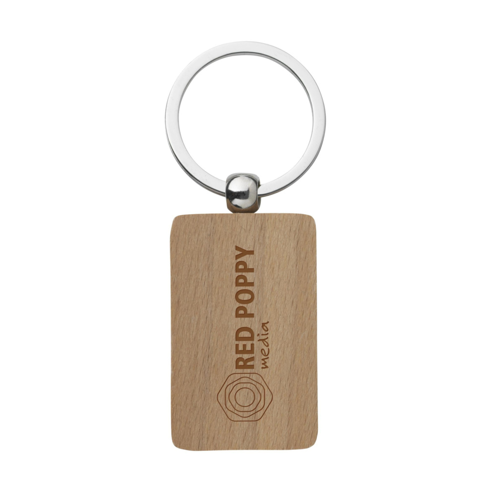 Logo trade promotional giveaways image of: WoodKey Rectangle keychain