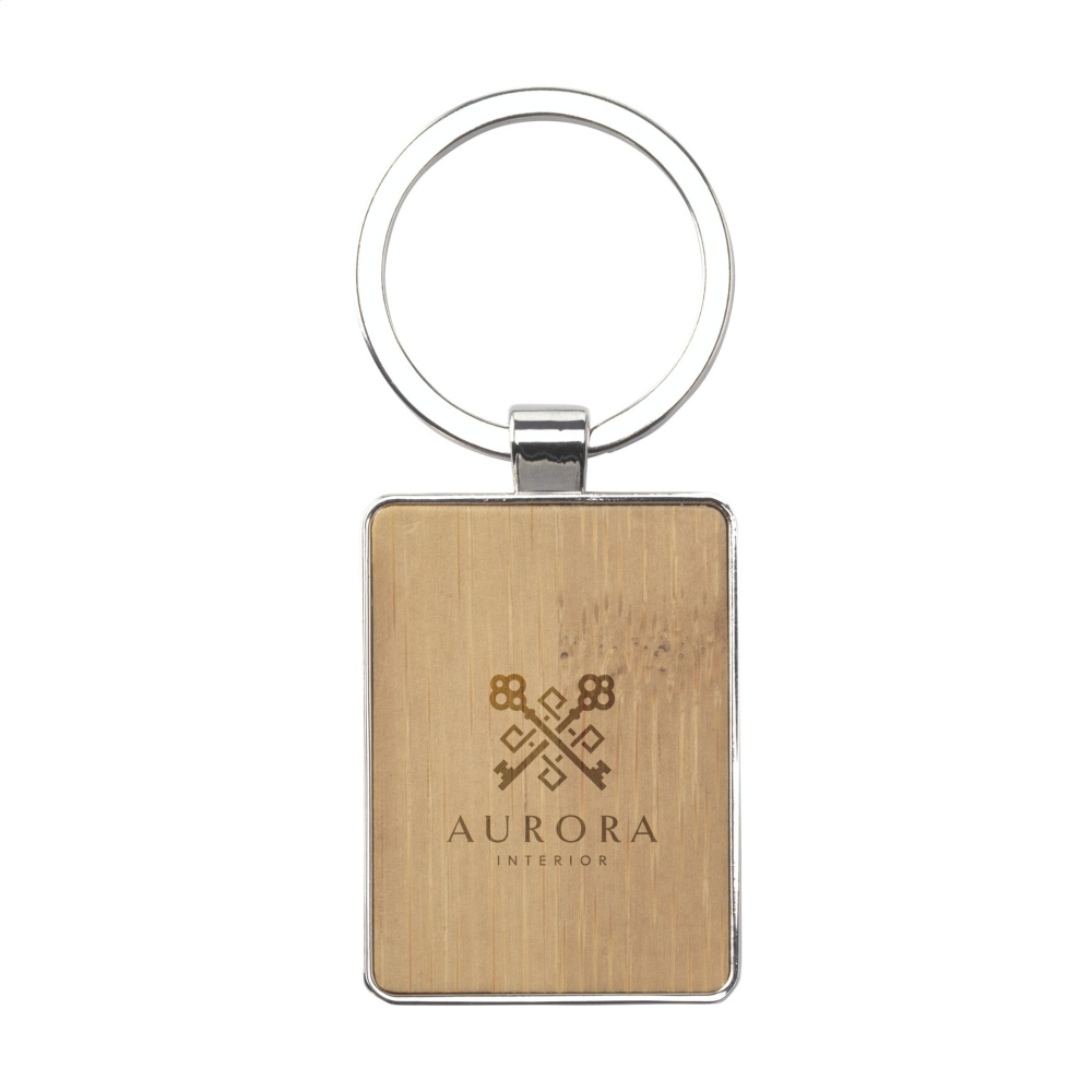 Logotrade promotional gift picture of: Bamboo Key Rectangle keyring