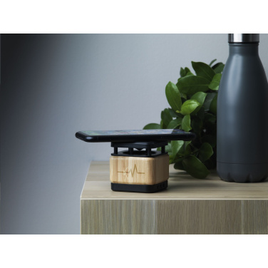 Logotrade corporate gifts photo of: Bamboo Block Speaker with wireless charger