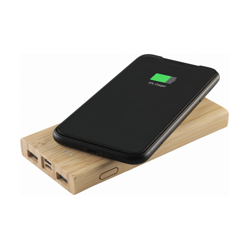 Logo trade promotional merchandise photo of: Bamboo 8000 Wireless Powerbank wireless charger