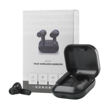 Logo trade advertising products image of: Aron TWS Wireless Earbuds in Charging Case