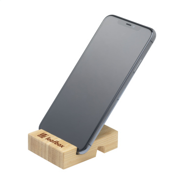 Logo trade promotional items image of: Supporto Bamboo phone stand