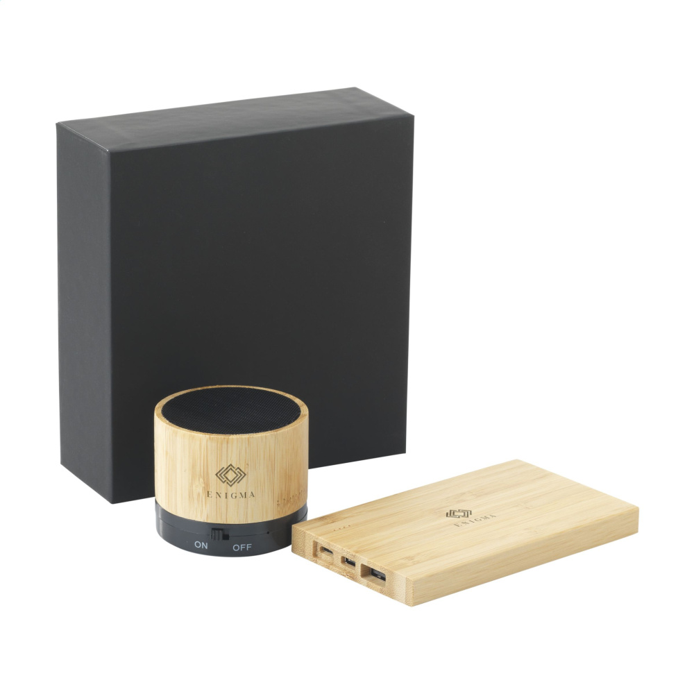 Logotrade promotional item image of: PowerBox Bamboo gift set