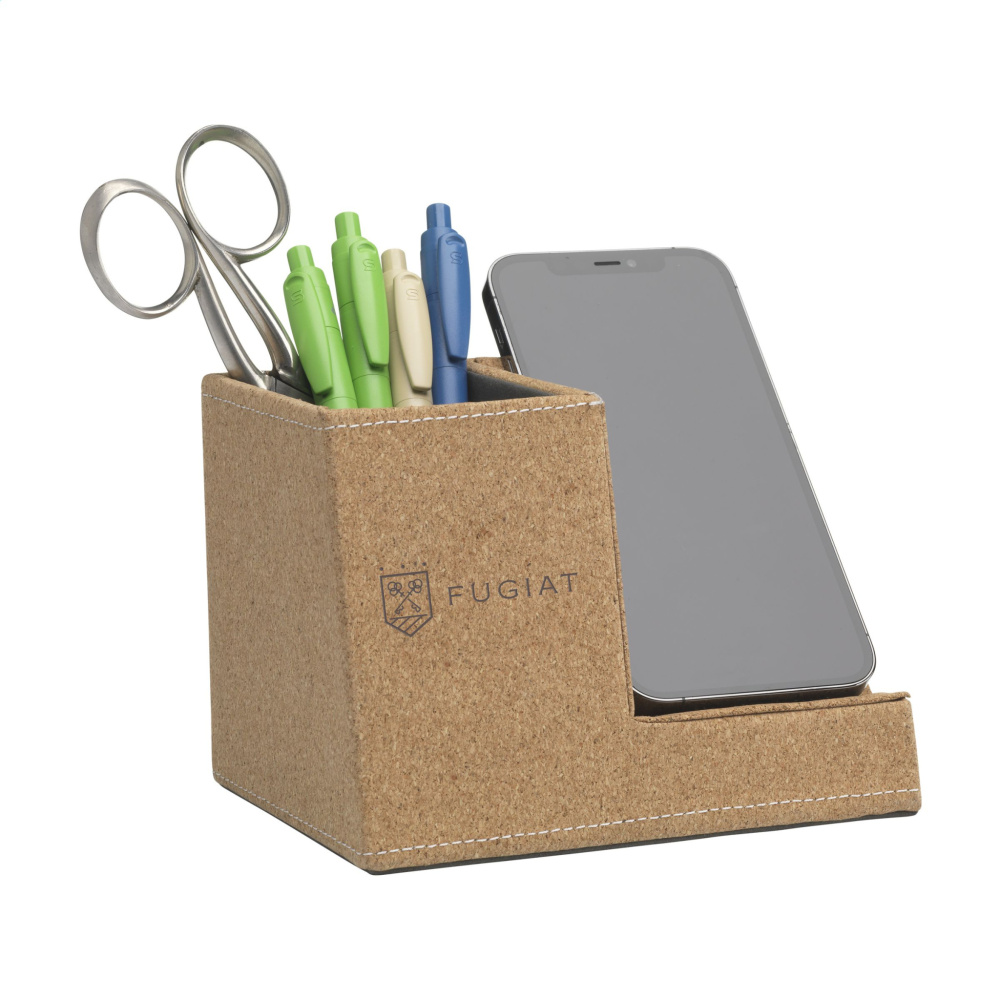 Logo trade promotional merchandise image of: Ecork Pen Holder Wireless Charger