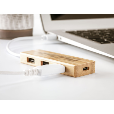 Logo trade advertising products image of: Bamboo USB Hub