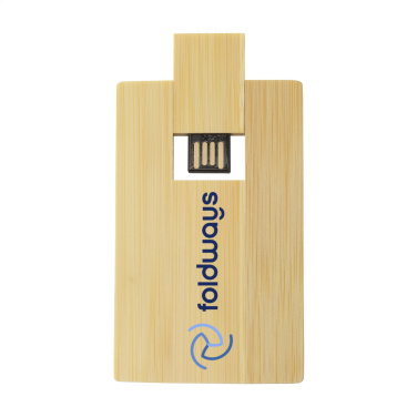 Logo trade promotional items image of: CreditCard USB Bamboo 64 GB