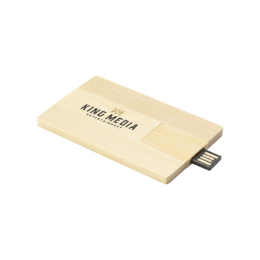 Logotrade promotional gift image of: CreditCard USB Bamboo 64 GB