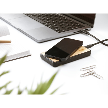 Logotrade corporate gift image of: Boru Bamboo RCS Recycled ABS Powerbank Wireless Charger