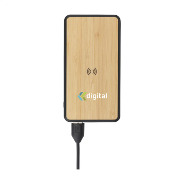 Logo trade promotional item photo of: Boru Bamboo RCS Recycled ABS Powerbank Wireless Charger