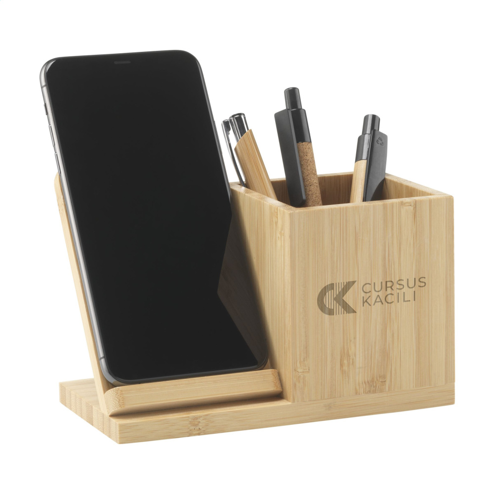 Logo trade promotional giveaway photo of: Bamboo Boss 15W charger/pen holder