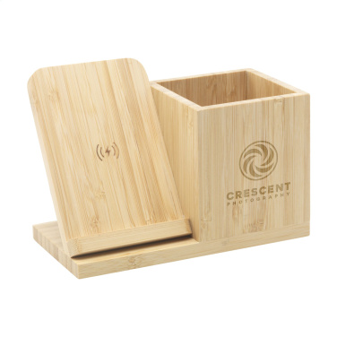 Logotrade advertising product image of: Bamboo Boss 15W charger/pen holder