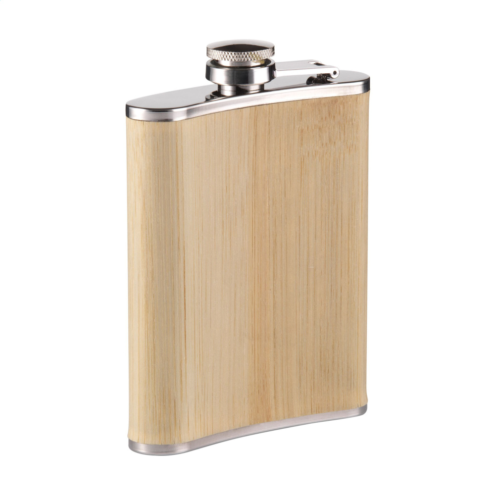 Logotrade promotional product picture of: Hipflask Bamboo 200 ml drinking bottle