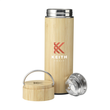 Logo trade promotional merchandise photo of: Nikko 330 ml bamboo thermo bottle/thermo cup