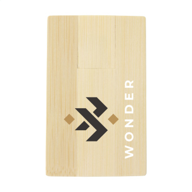 Logotrade corporate gift image of: CreditCard USB Bamboo 8 GB