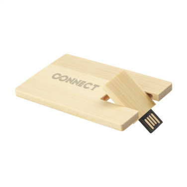 Logo trade corporate gifts image of: CreditCard USB Bamboo 32 GB