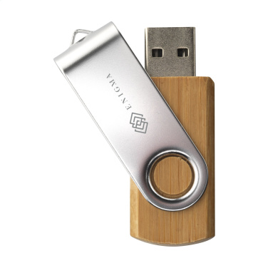 Logo trade promotional products image of: USB Twist Bamboo from stock 8 GB