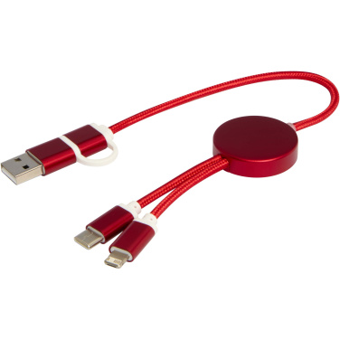 Logo trade promotional merchandise photo of: Alasia 5-in-1 recycled aluminium and plastic 30 cm data sync and 27W fast charge cable