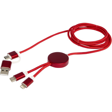 Logo trade promotional items image of: Alasia 5-in-1 recycled aluminium and plastic 150 cm data sync and 27W fast charge cable