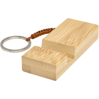 Logo trade promotional gift photo of: Bosona bamboo phone holder with keychain