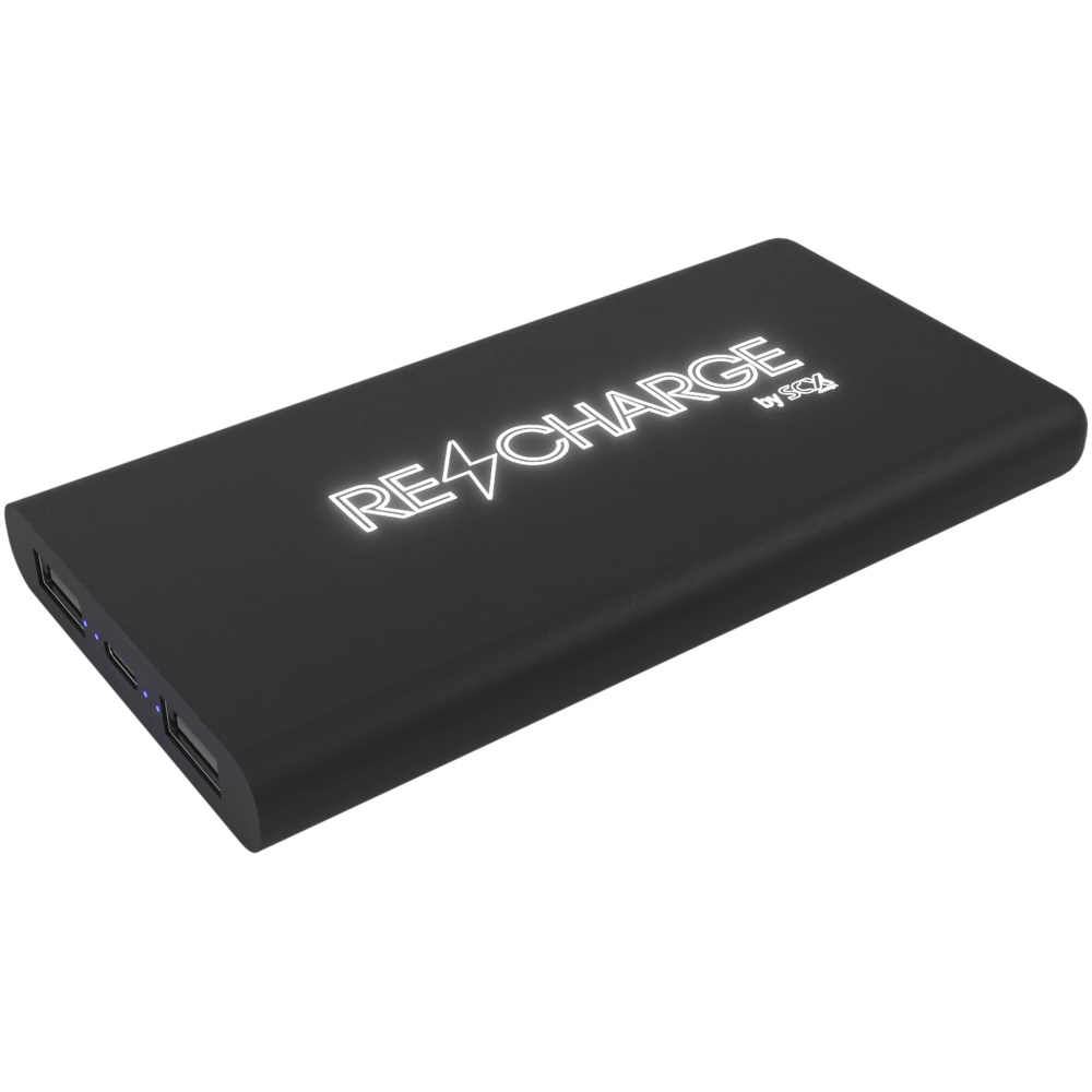 Logo trade promotional giveaway photo of: SCX.design P40 10.000 mAh light-up wireless rubber power bank