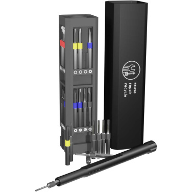 Logo trade promotional merchandise image of: SCX.design T20 30-piece screwdriver and repair set in aluminium case