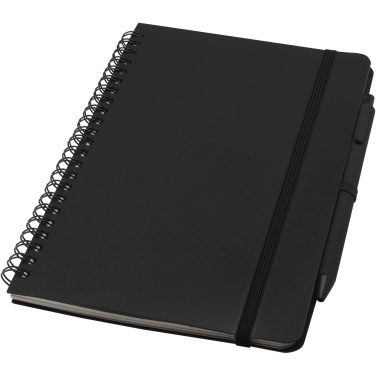 Logo trade promotional giveaways image of: Thalaasa A5 ocean-bound hard cover notebook with ballpoint pen (black ink)