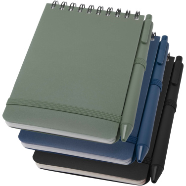 Logo trade promotional giveaways image of: Thalaasa A6 hard cover ocean-bound notebook with ballpoint pen (black ink)