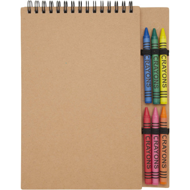 Logo trade promotional items image of: Doodle A5 spiral soft cover notebook and crayon set