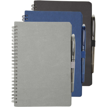 Logo trade business gifts image of: Slate reusable soft cover notebook and pen set (black ink)