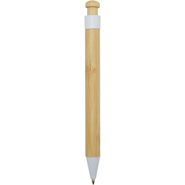 Logotrade promotional giveaway image of: Rattan bamboo and recycled plastic ballpoint pen (black ink)