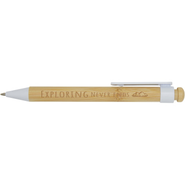 Logo trade corporate gift photo of: Rattan bamboo and recycled plastic ballpoint pen (black ink)