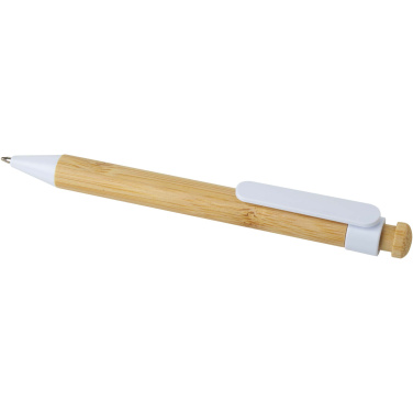 Logo trade promotional merchandise image of: Rattan bamboo and recycled plastic ballpoint pen (black ink)