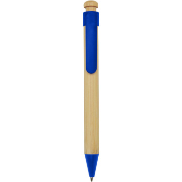 Logo trade promotional products image of: Rattan bamboo and recycled plastic ballpoint pen (black ink)