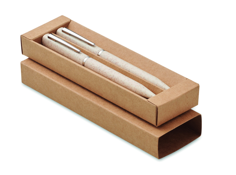 Logo trade promotional products picture of: Wheat straw/ABS twist pen set