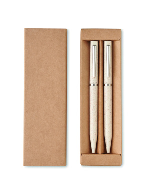 Logo trade promotional gifts image of: Wheat straw/ABS twist pen set