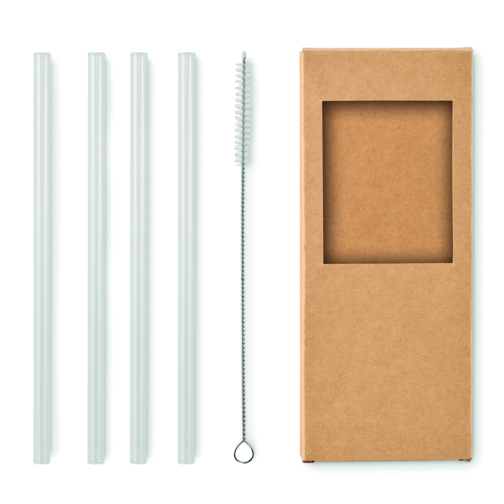 Logo trade promotional merchandise image of: 4 reusable glass straws